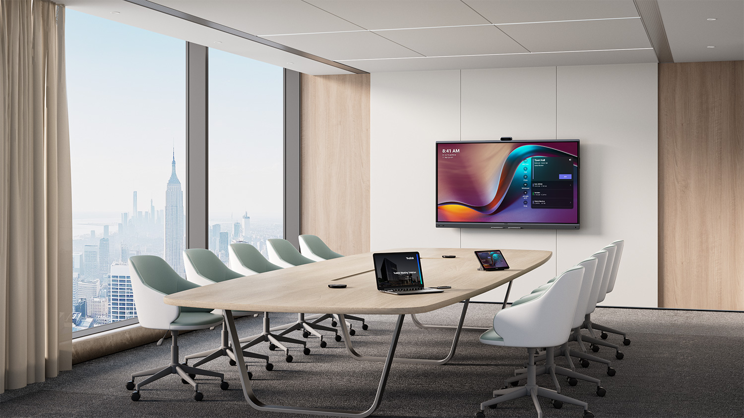 1-Yealink-MeetingBoard-Pro-in-room-wall